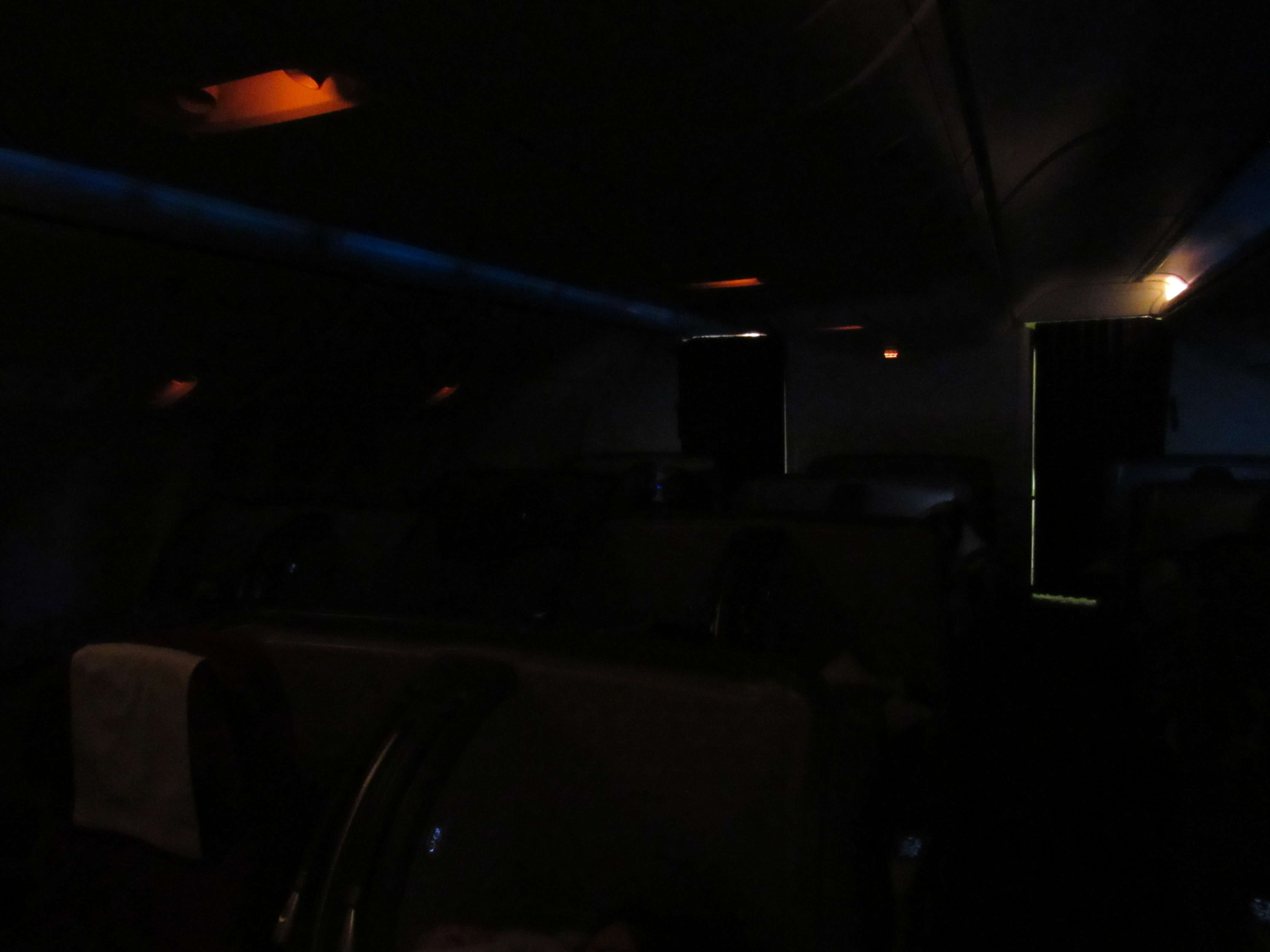 Qatar Airways Business Class Cabin at night