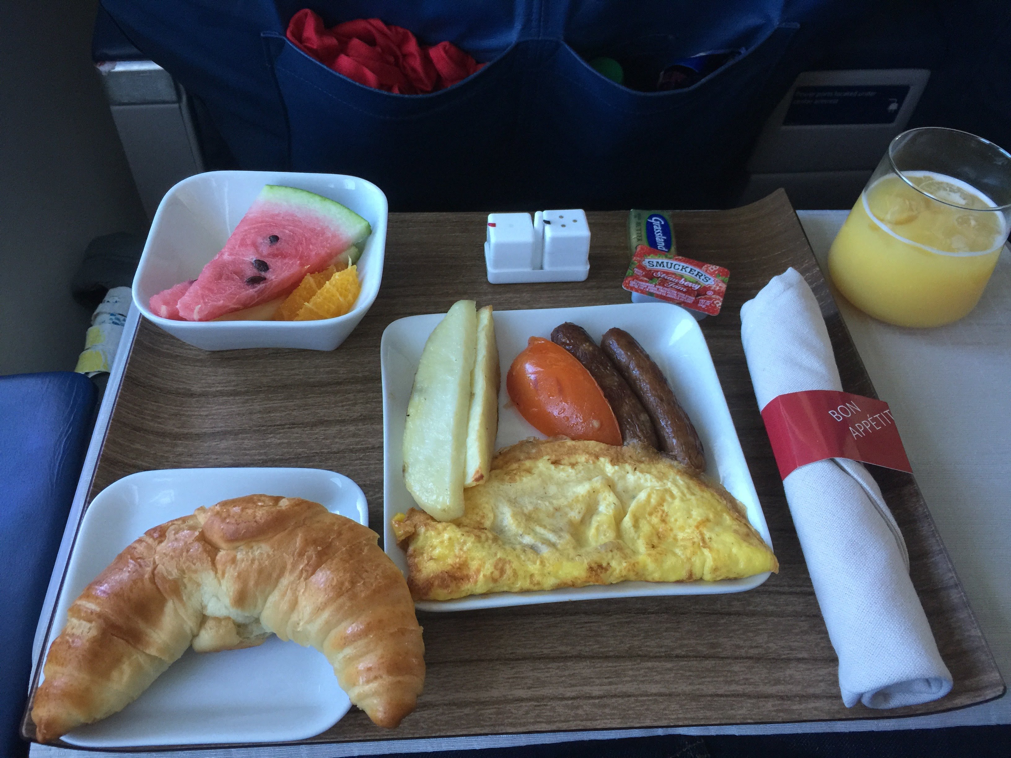 Delta Airlines First Class Breakfast