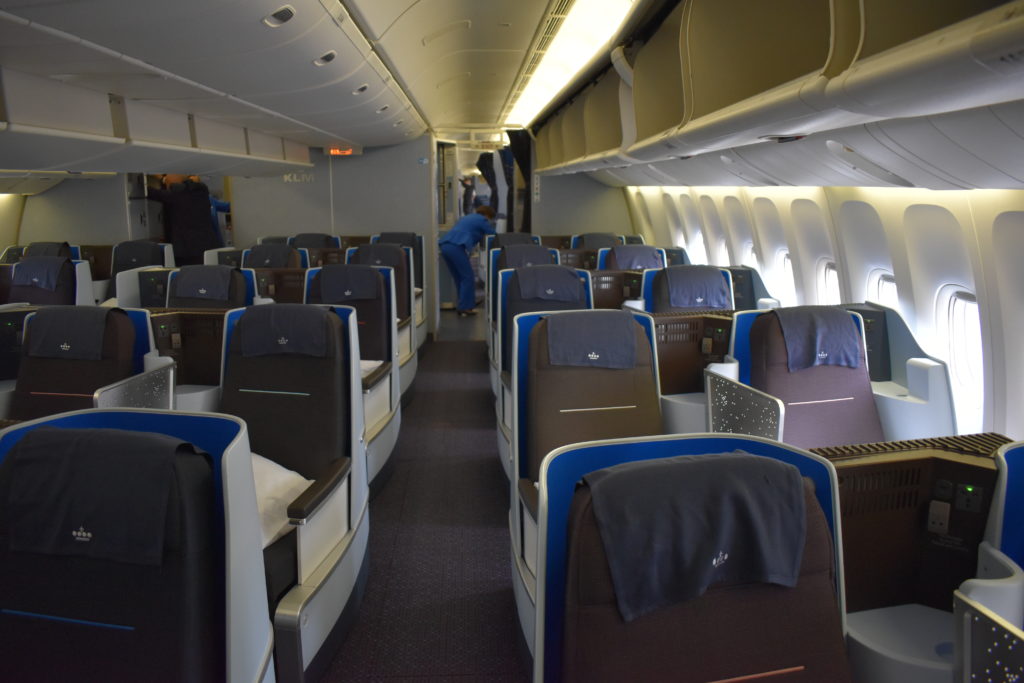KLM 777-200ER business class cabin