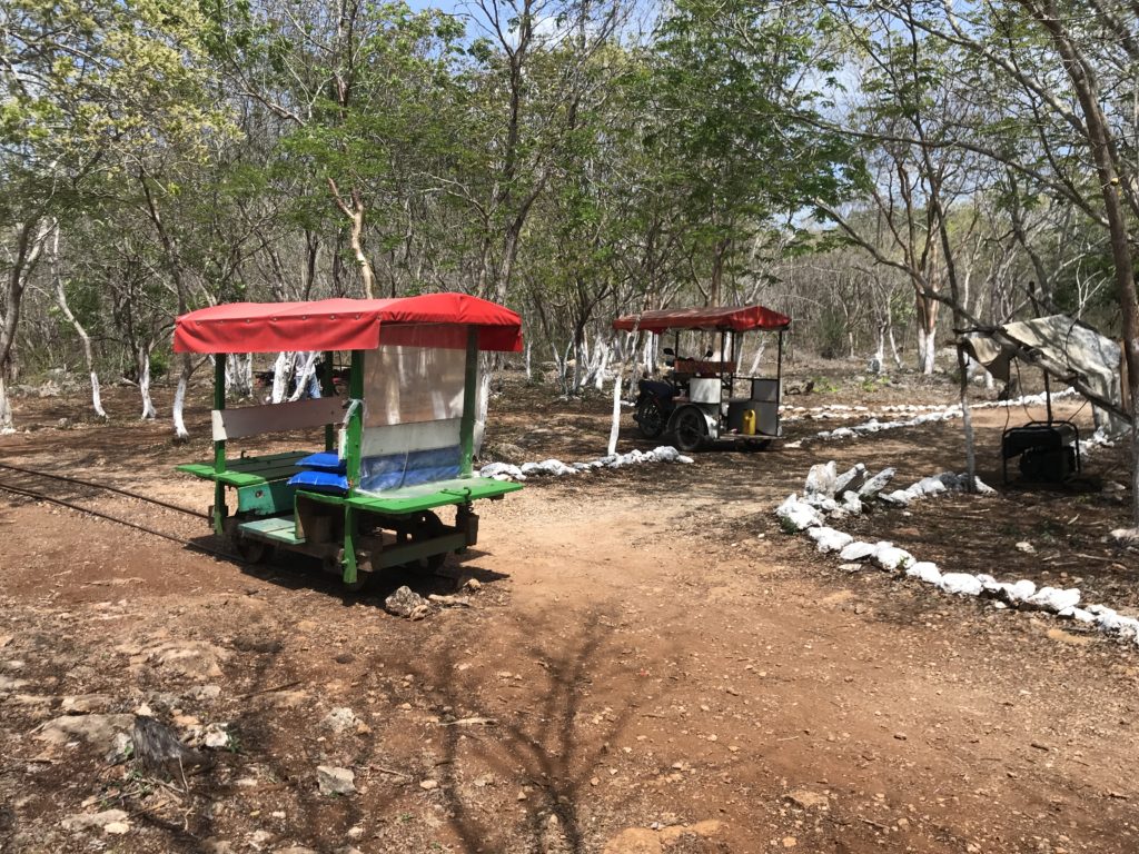 three Chunkanán cenotes - rail cart