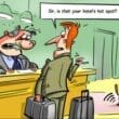 cartoon of a man talking to a man at a hotel reception