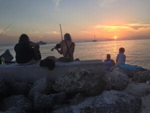 Musicians sometimes gather at Ft. Zach for the sunset.