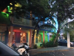 The funky Blue Heaven restaurant, where chickens roam freely.
