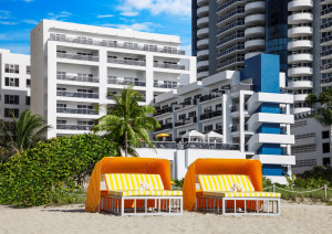 Hilton Cabana's beach chairs, with hotel in the background. Photo courtesy of Hilton Cabana.