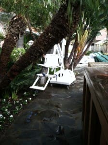 A portable lift at the Hotel Bel-Air luxury hotel in Los Angeles. Photo by Barb DeLollis.