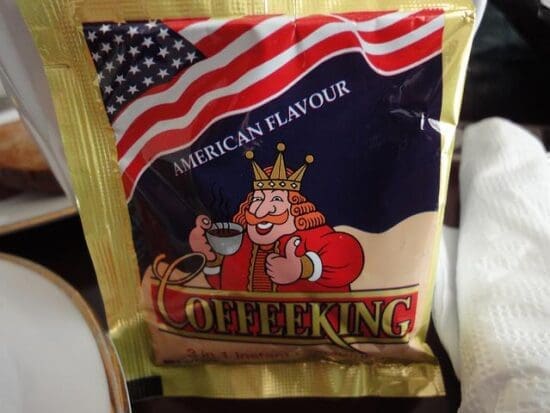 a packet of coffee with a flag on it