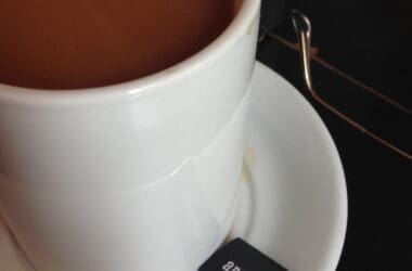 a cup of coffee on a saucer