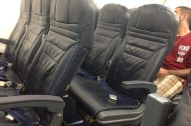 a row of seats on an airplane