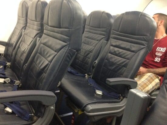 a row of seats on an airplane