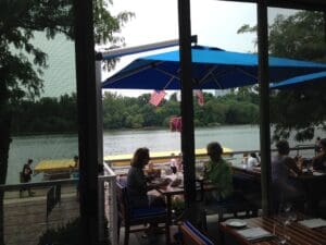 Outdoor seating on Washington's waterfront at Fiola Mare.