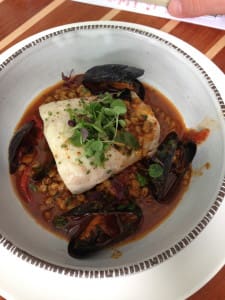 Gray Shealy of Georgetown University was happy with his fish dish.