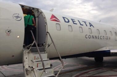 a man boarding an airplane