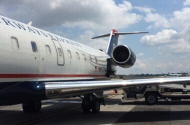 a plane on the runway