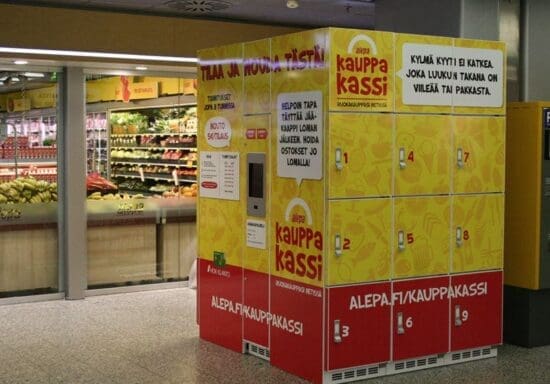 a yellow and red lockers