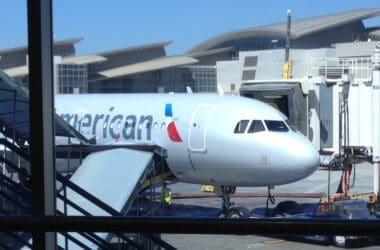 an airplane parked at an airport