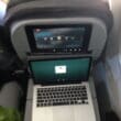 a laptop on a plane