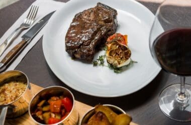 a plate of food on a table