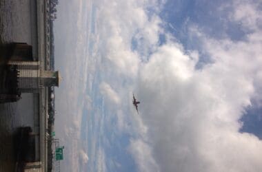 an airplane flying in the sky