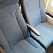 a pair of blue seats