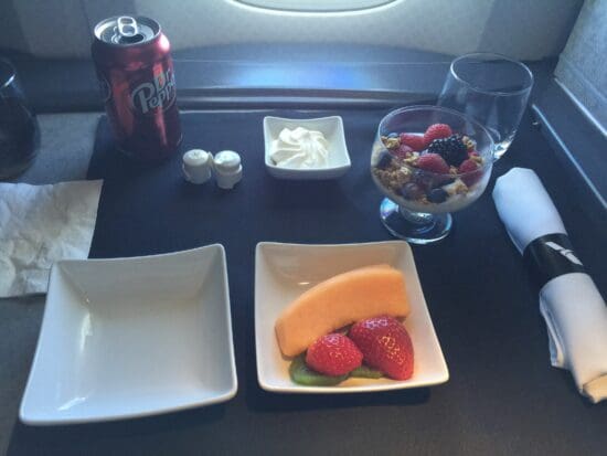 a table with food and drinks on it