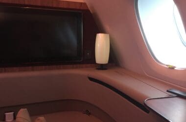 a tv on the side of a plane