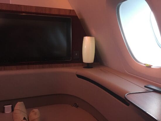 a tv on the side of a plane