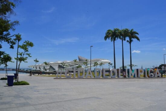 a large sign in front of a large building