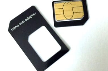 a sim card with a chip