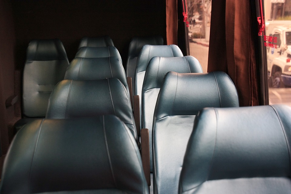 a group of seats in a bus