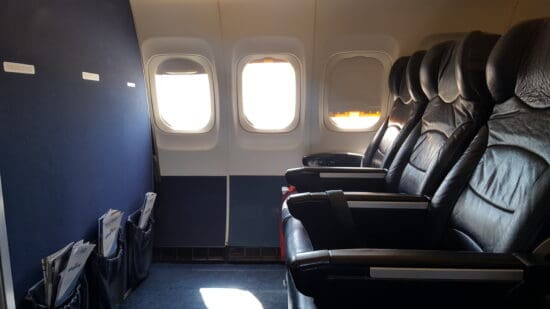 a plane with seats and windows