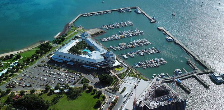 a large building next to a body of water