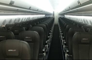 rows of seats in an airplane