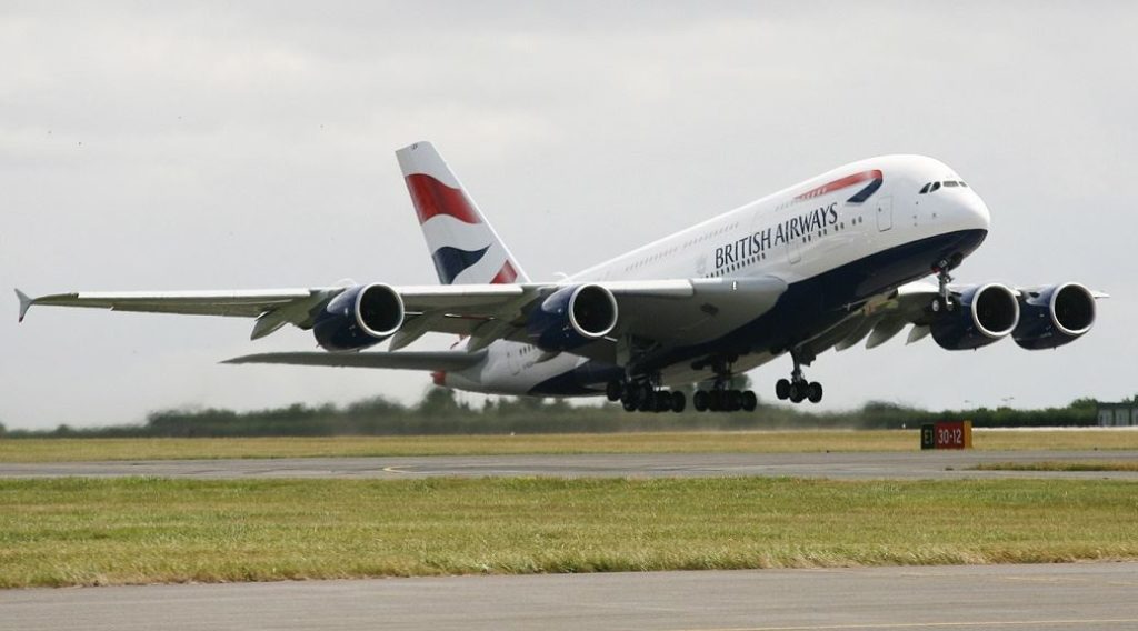 a large airplane taking off