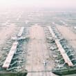 an aerial view of an airport