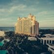 a large building with a pool in the middle