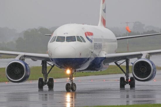 a plane on a runway