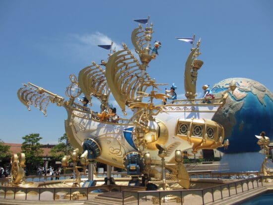 a large ship with gold and white decorations