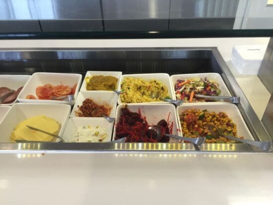 a tray of food in a restaurant