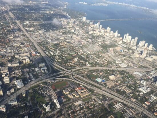 an aerial view of a city