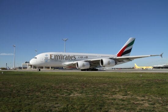 a large airplane on a runway