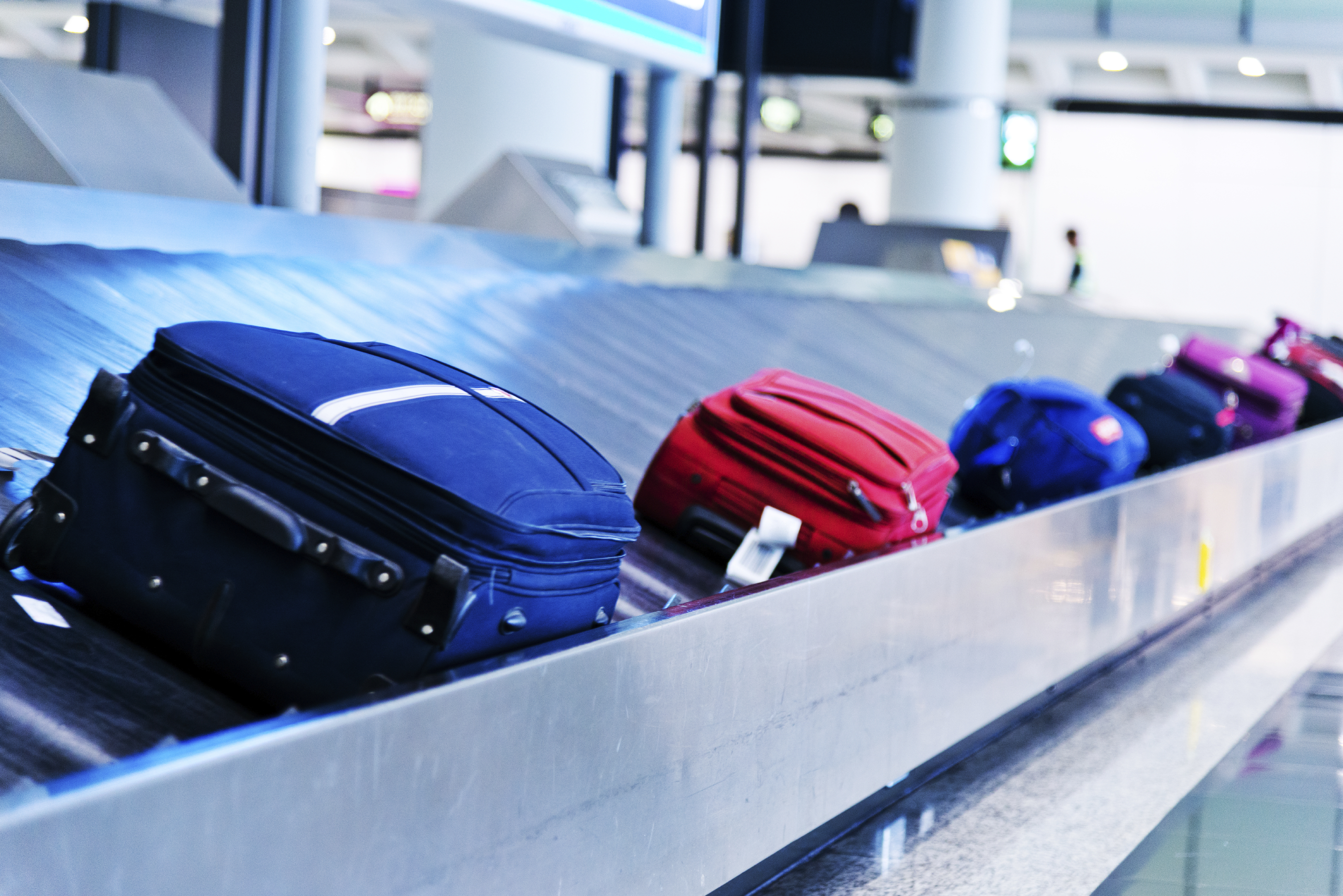 luggage on a conveyor belt