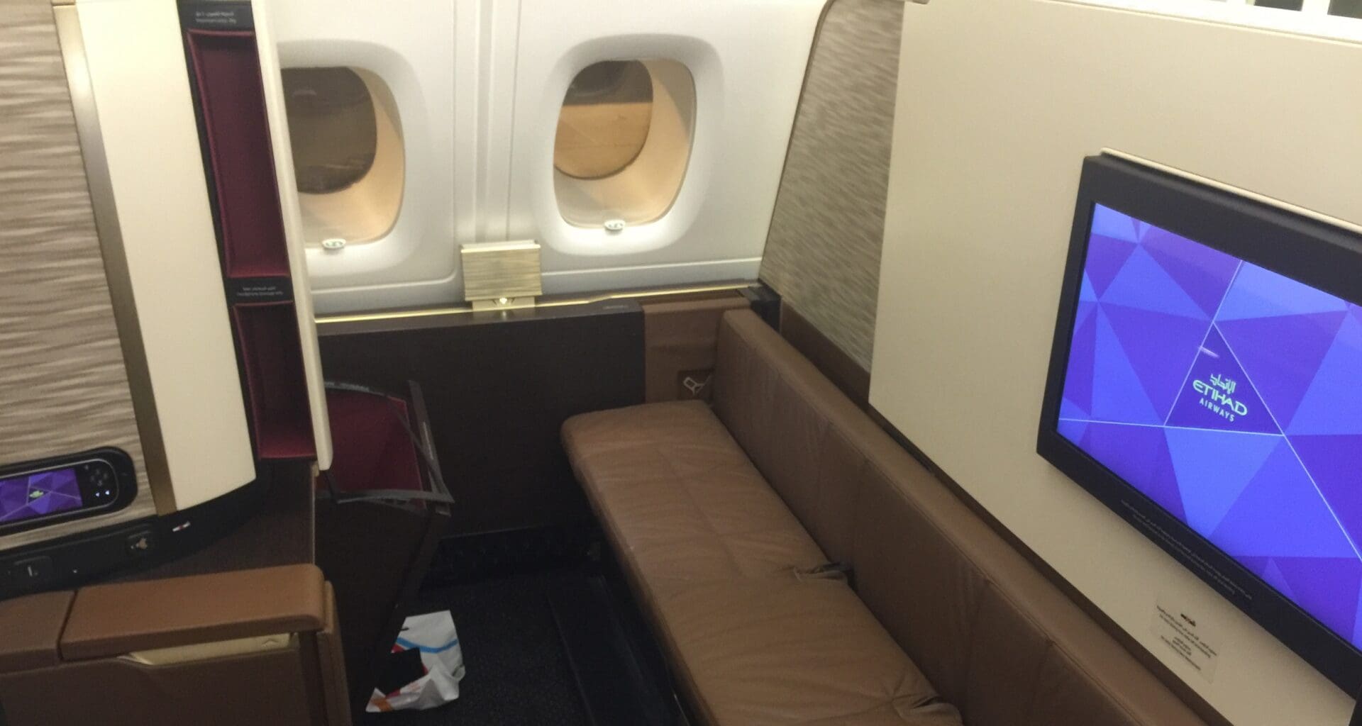 a seat in an airplane
