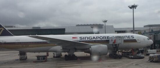 a plane parked at an airport