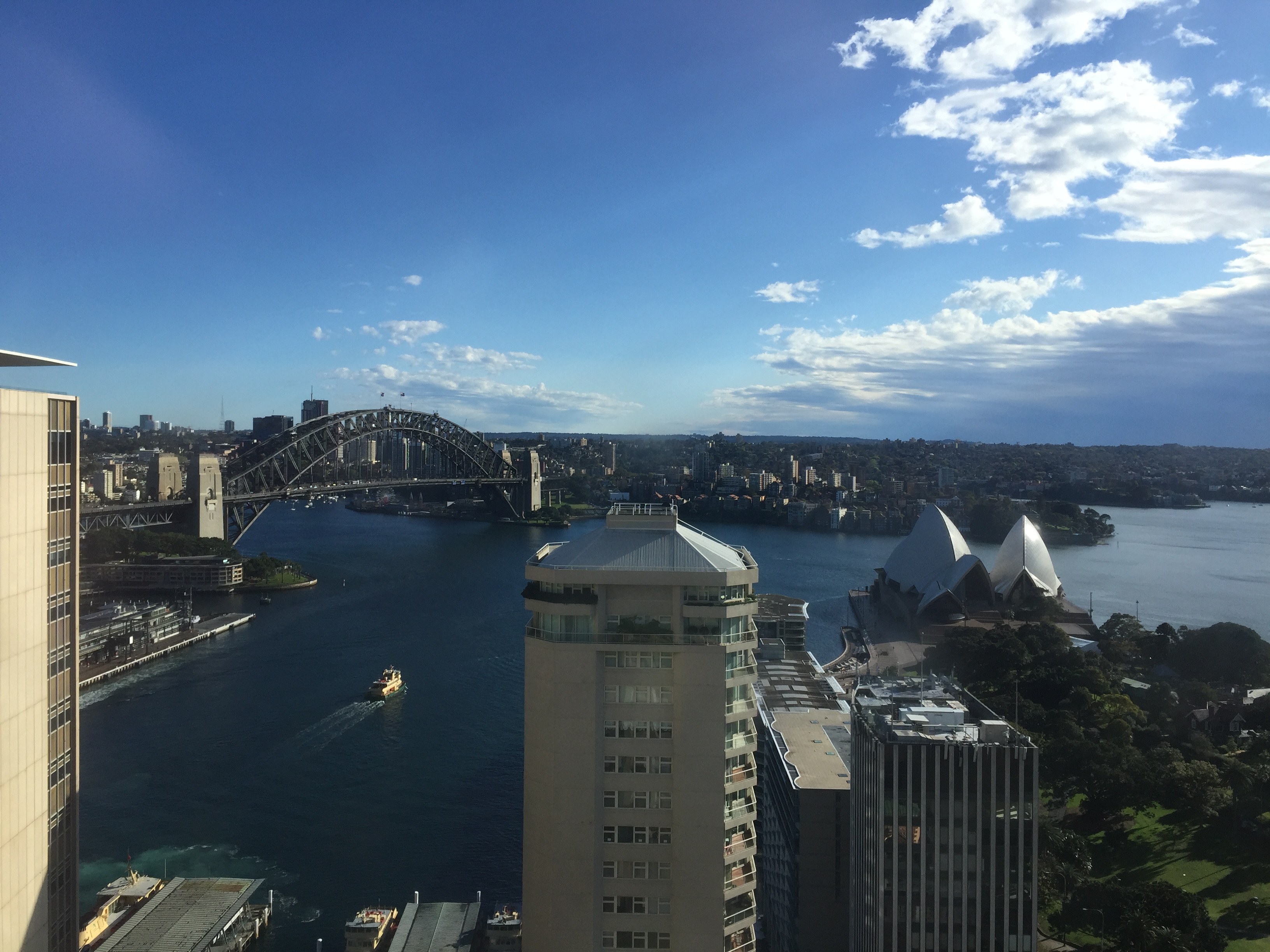 a city with a bridge and a body of water