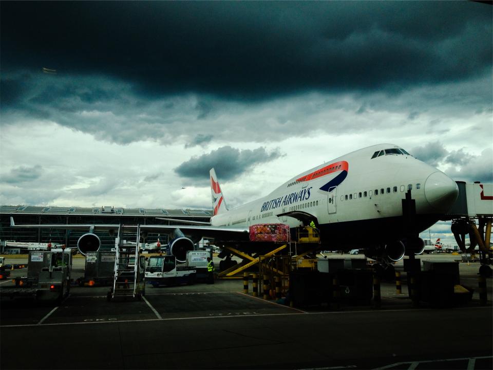 a plane parked at an airport