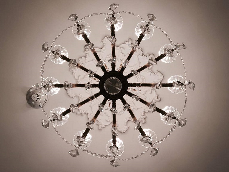 a chandelier with crystal beads