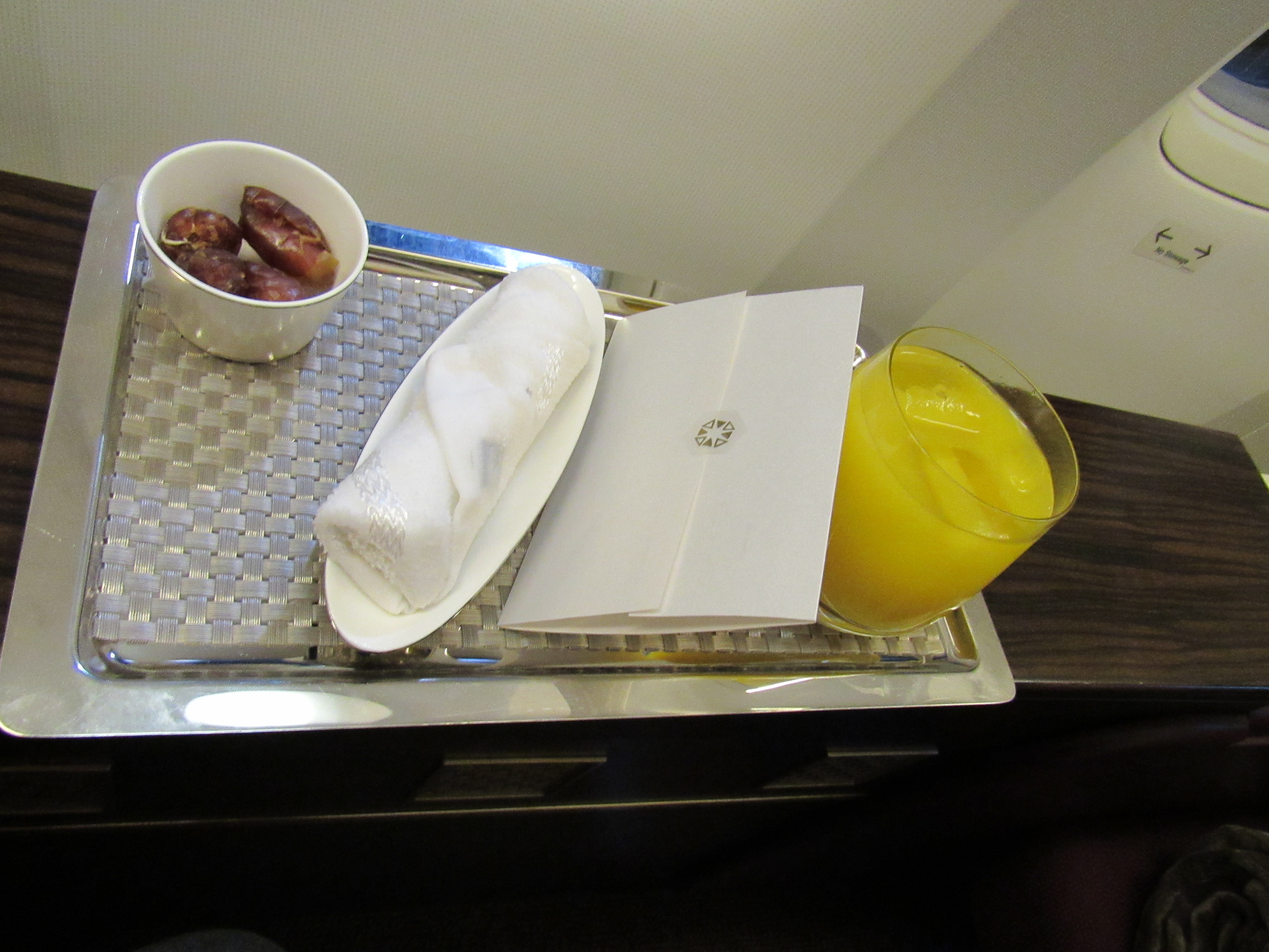 Etihad Welcome Note and Tray