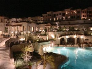 a pool in a hotel