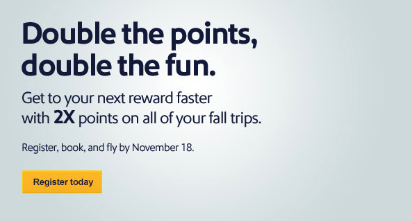 double rapid rewards points, southwest airlines