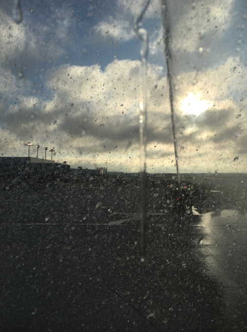 a water spouting out of a window